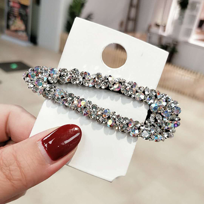 Accesorios para el cabello con pinza para el cabello hueca de lujo con diamantes de colores para mujer: Azul