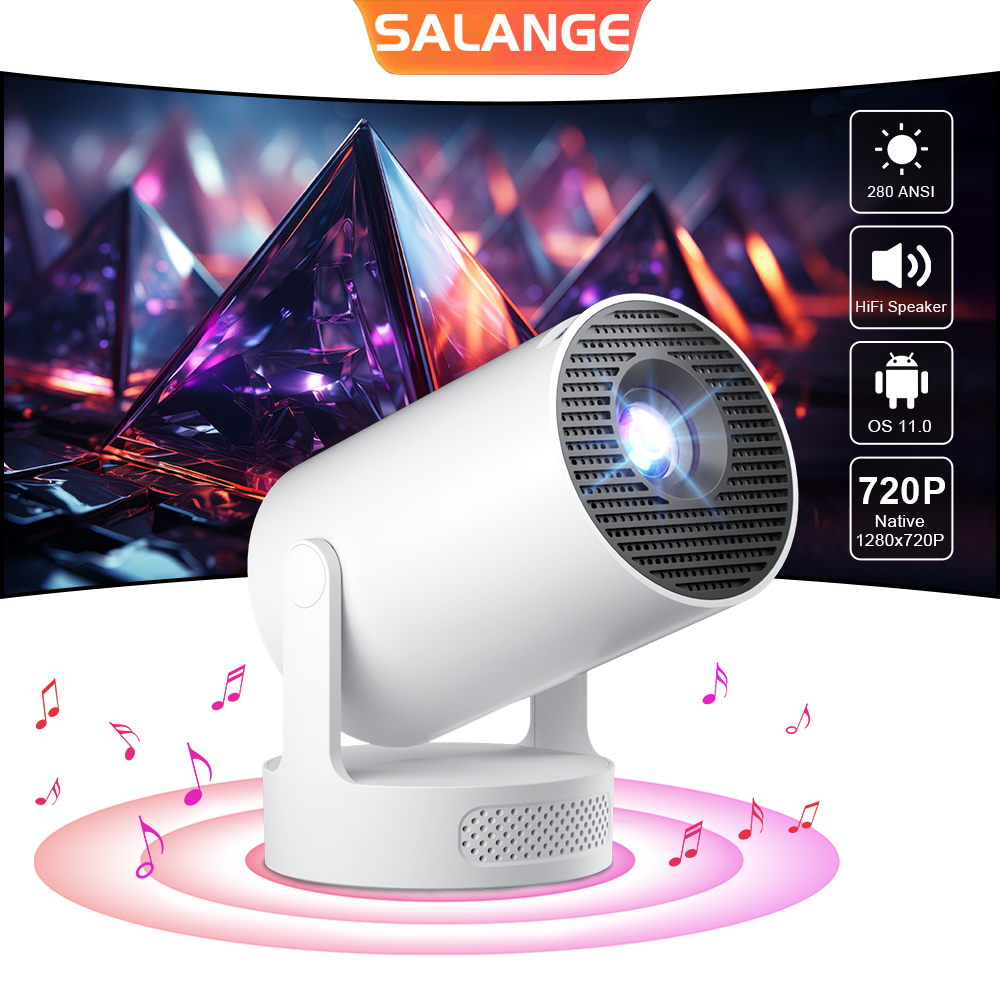 Salange HY300 Ultra Projector Update HY300 4K Android11 Wifi6 Allwinner H713 BT5.4 1080P 1280*720P Home Theater Outdoor Portable
