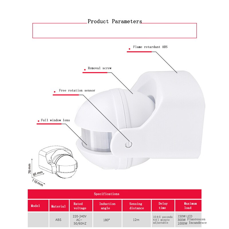 Human Body Infrared Sensor Switch Sensor Intelligent Time Delay Light Control Adjustable Home Sensor