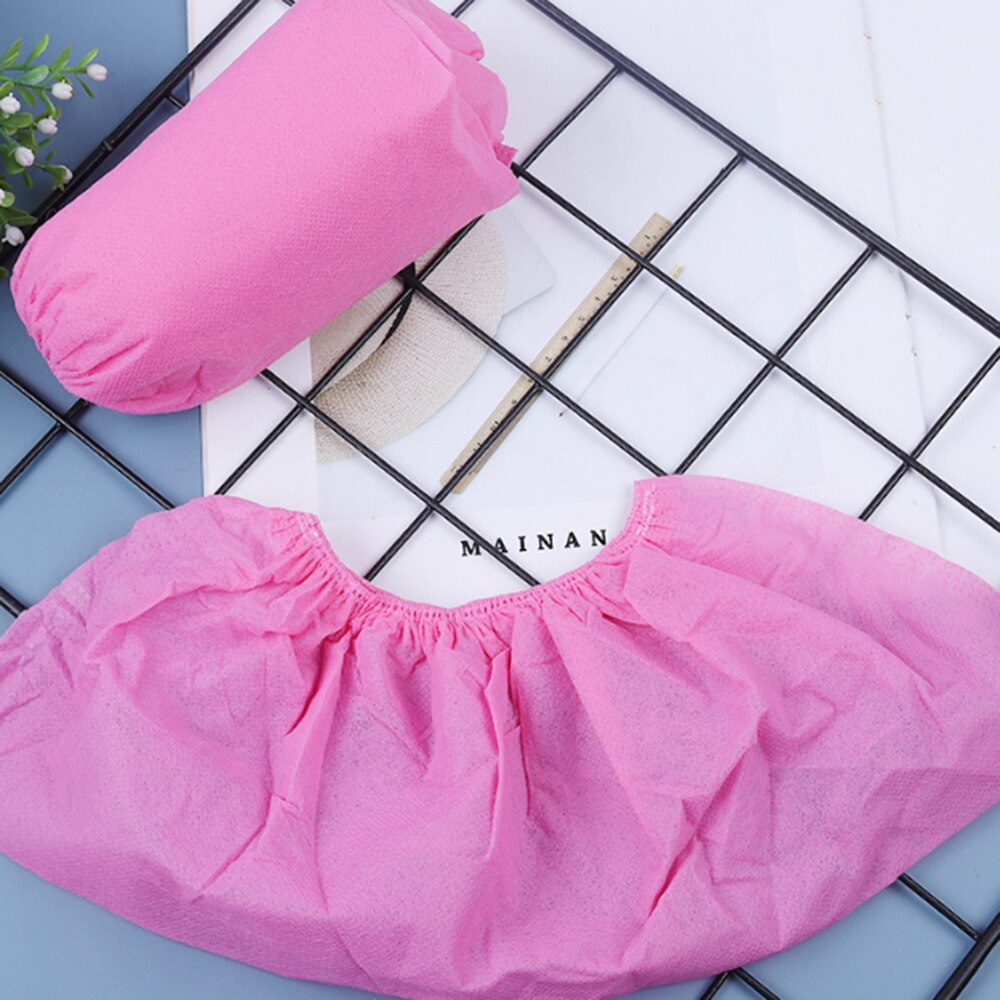 100 Stuks Wegwerp Overschoen Waterdichte Stofdicht Antislip Schoen Cover Kind Student Volwassen Non-woven Schoen Cover voet Cover: Roze