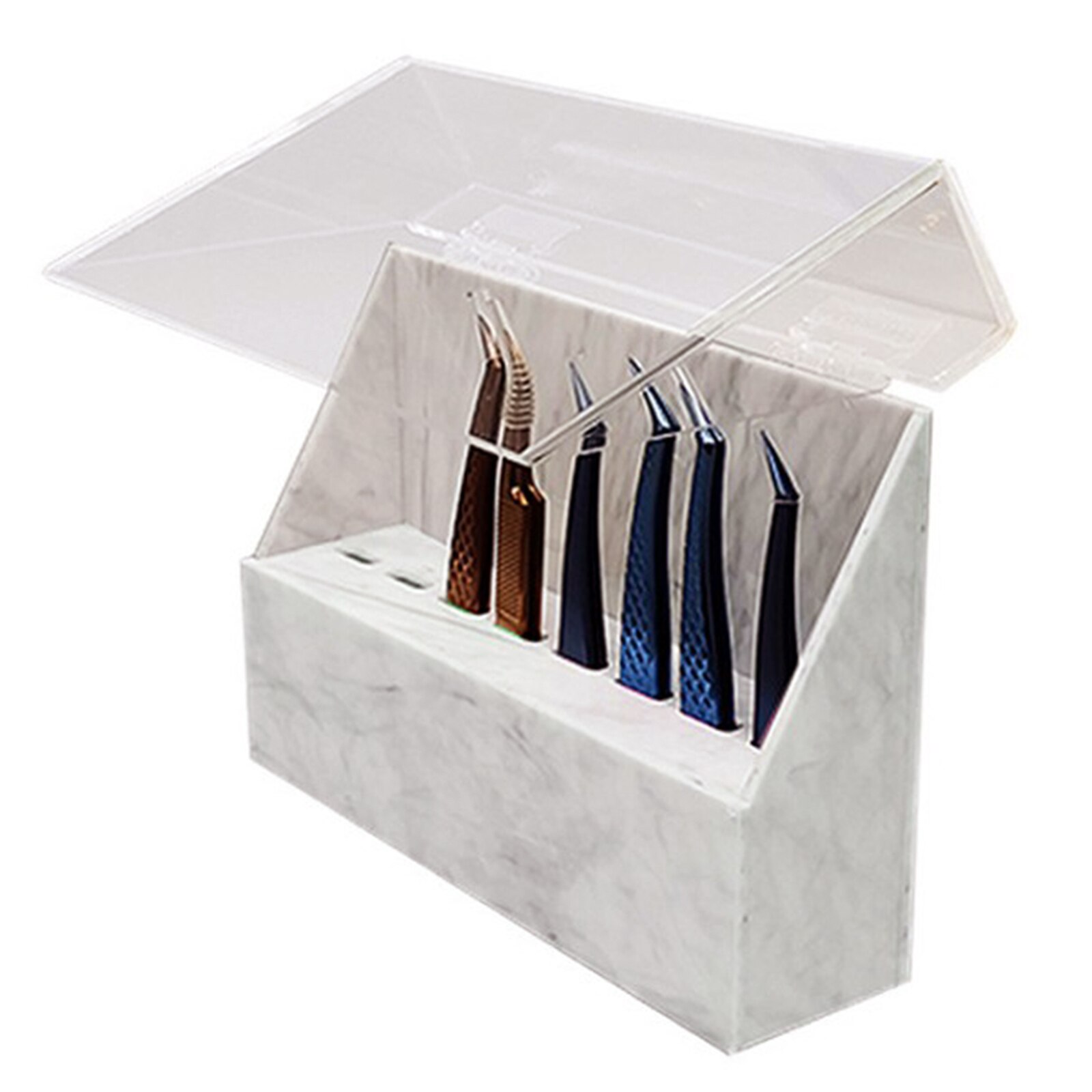 Acryl Clear Pincet Display Stand Met Cover Tweezer Opslag Plank Houder Organizer Rack