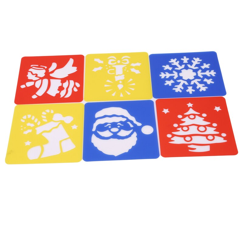 6Pcs Kinderen Multi Vormige Plastic Heersers Schilderij Tekening Sjabloon Stencil Kids Kinderen Leren Art Tool Kleurrijke Tekening Speelgoed: Christmas