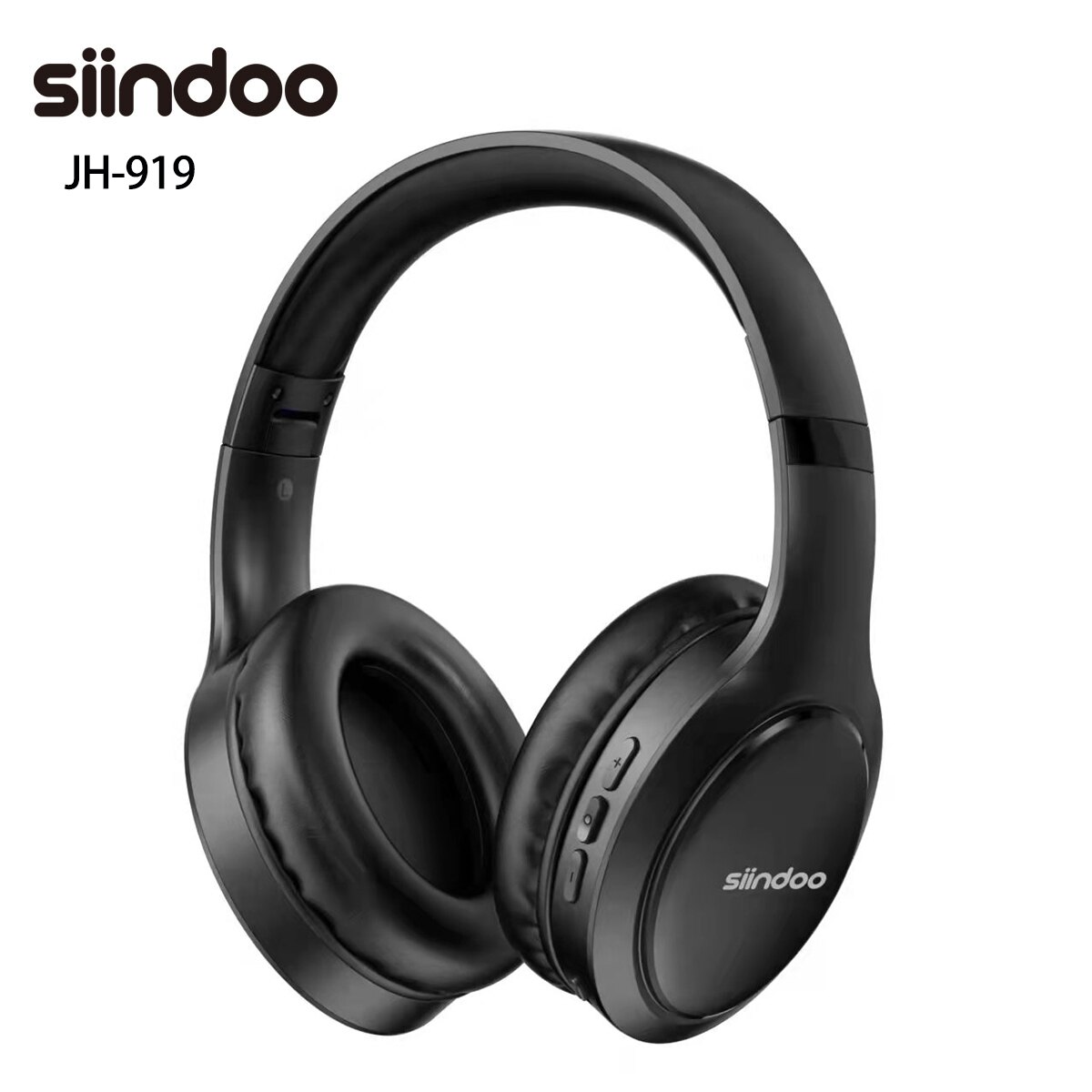Siindoo JH919 auriculares inalámbricos Bluetooth auriculares estéreo plegables micrófono de reducción de ruido Supergraves para ordenador portátil PC TV: Negro