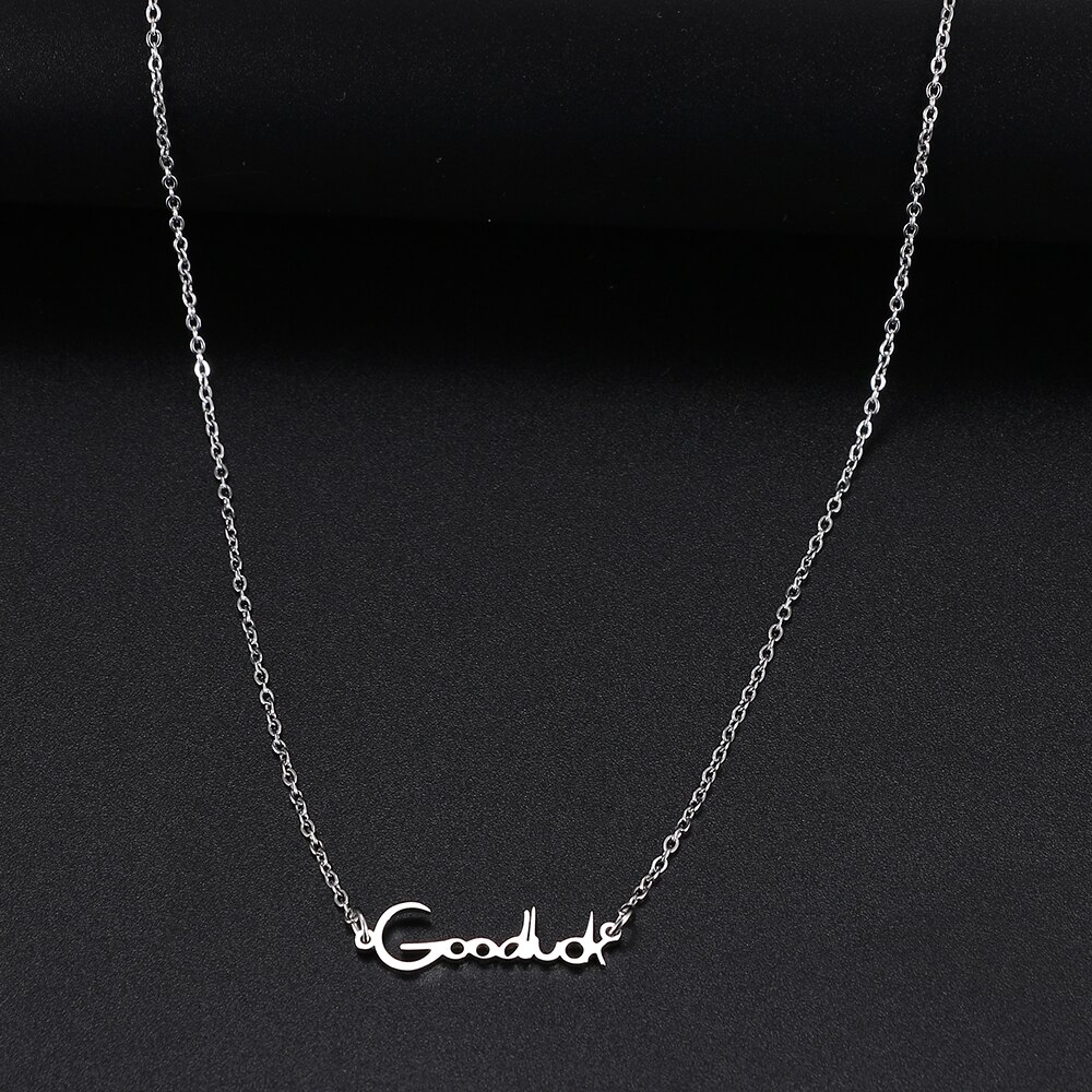 Collane in acciaio inossidabile lettera GoodLuck ciondolo catena collana di moda per gioielli da donna amici per feste regali per ragazza fortunata 1 pz