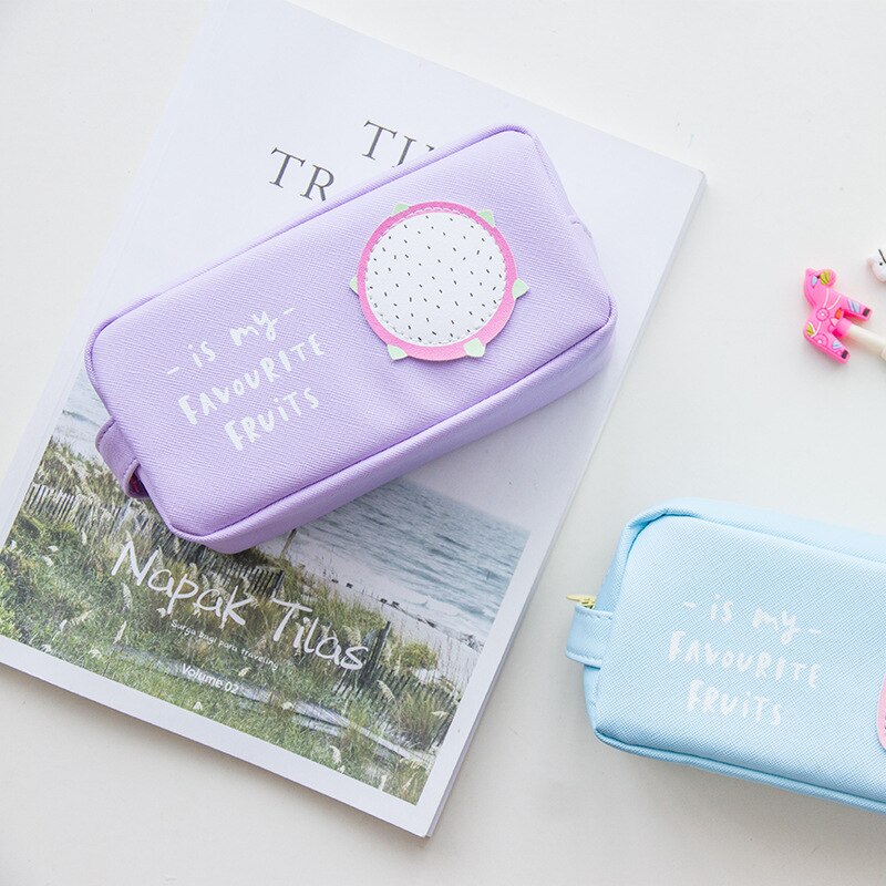 Pensils, cartuchera escolar, fruta de PU, gran capacidad, papelería, bolsa de lápices, equipaje bolso organizador, suministro de lápices escolares para niño y niña