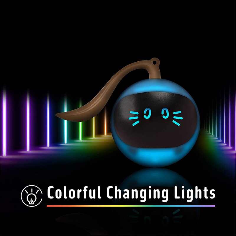Pet Smart Interactive Cat Toy Colorful LED Self Rotating Ball Toys USB Rechargeable Kitten Electronic Ball Toys Cat Accessories