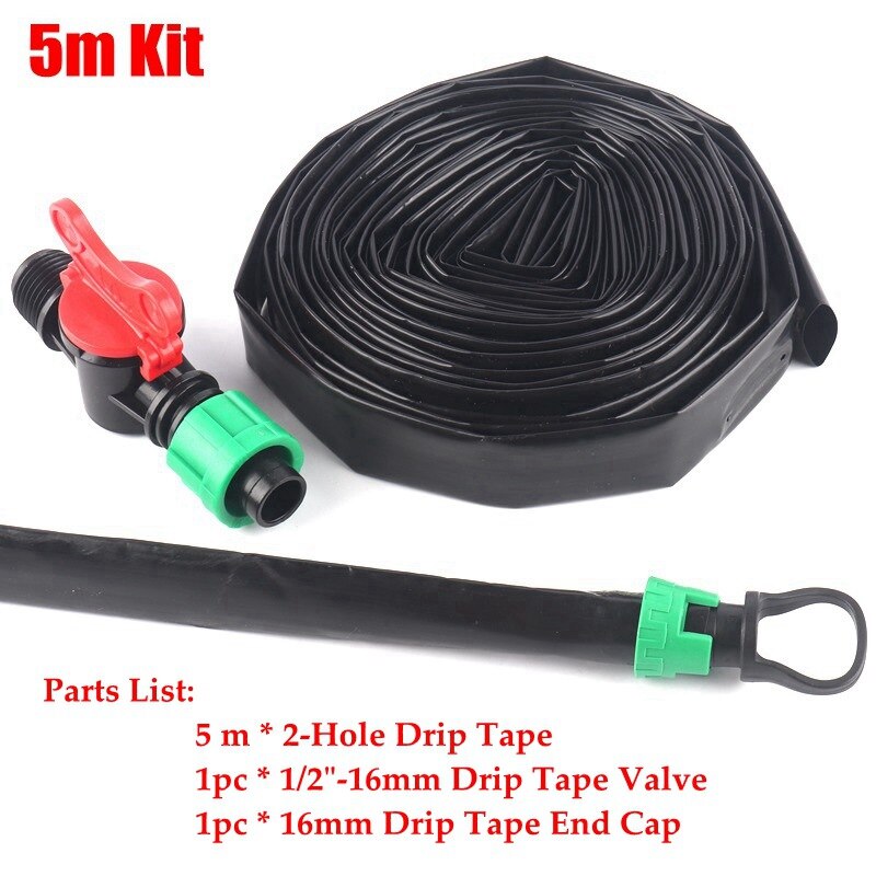5~50m 2-Hole*Space 40cm Drip Tape Drip Irrigation System Kits Gardening Watering Kits Greenhouse Under Film Irrigation Drip Hose: 5m Kits
