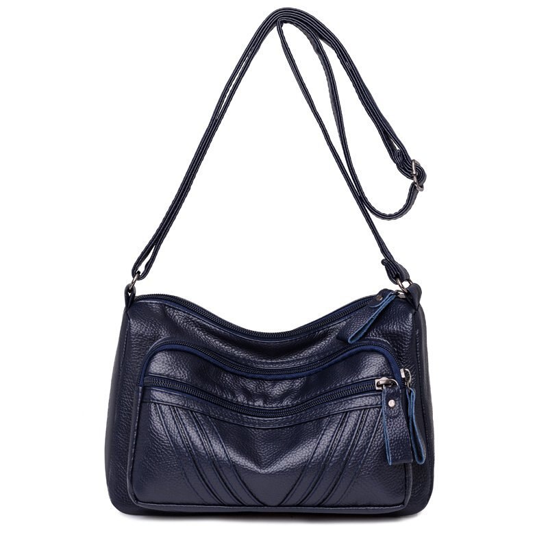 Vintage Schoudertassen Voor Vrouwen Trend Effen Colorpu Leer Vrouwelijke Leisure Crossbody Tas: Blue