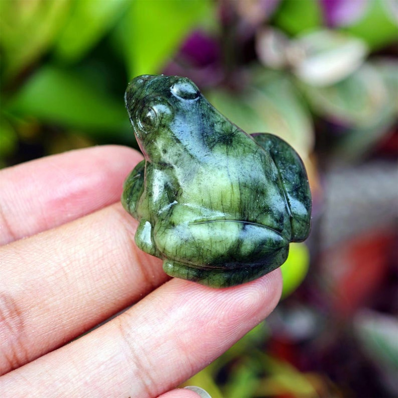 Rana de jade verde mezcla Natural, animal de cuarzo, rana de cristal, decoración del hogar, espécimen Mineral, de cristal, curación Reiki, 1 ud.