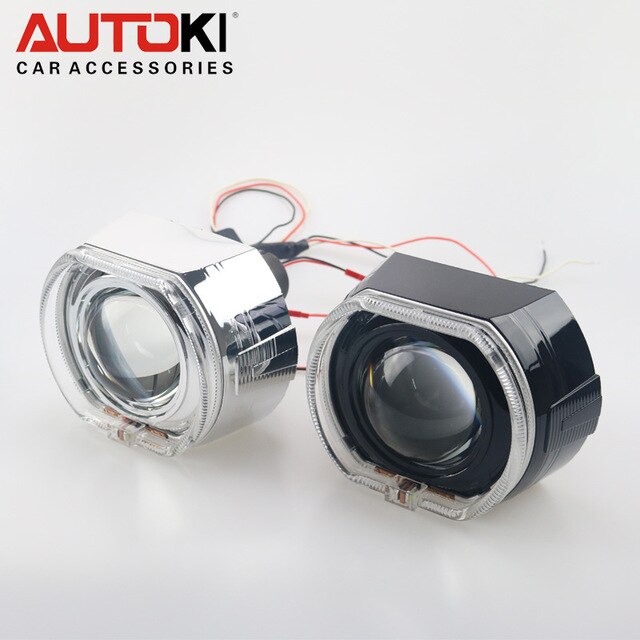 Autoki 3.0 inch led angel eye DRL Lijkwade Cover voor 2.5 en 3.0 inch bi-xenon projector lens
