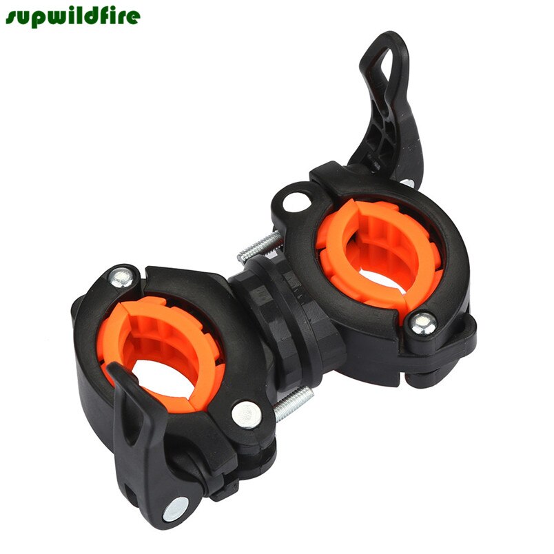 Naranja montaje de clip antorcha luz delantera de la bicicleta soporte de la linterna 360 rotación # NO16