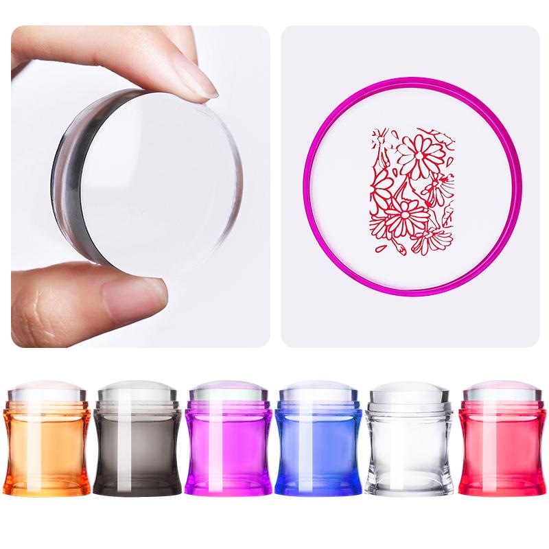 1Pc Silicone Head Nail Art Stamper Scraper Clear Jelly Silicone Stamper for Nail Stamping Plate Scraper Nail Art Tools