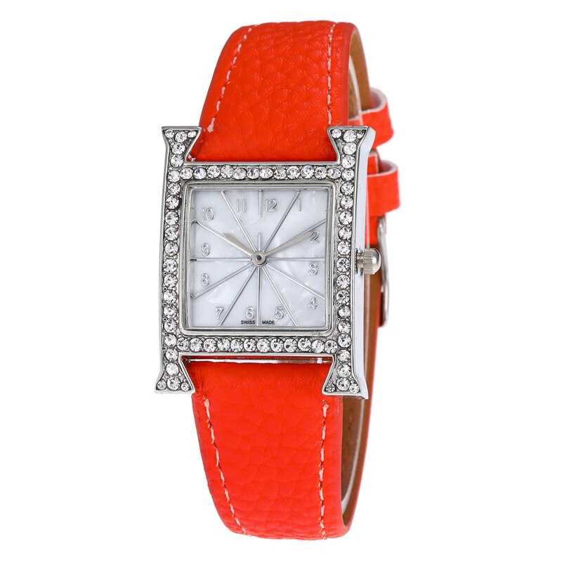 Luxury Bracelet Watches for women Stylish Gold Leather Strap Ladies Wrist Watch montre femme reloj mujer horloges vrouwen: Orange