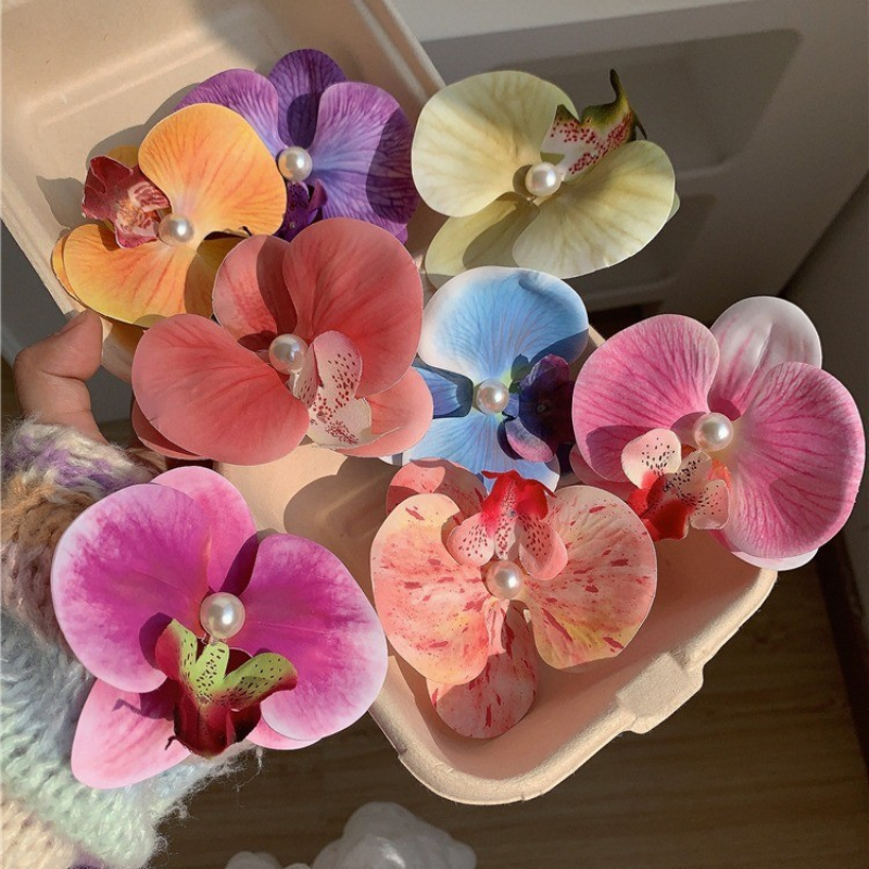 Boog Bloem Phalaenopsis Parel Haar Clip Bloem Haarspeld Orchidee Vlinder Haren Clip Haaraccessoires Haar Styling Tools