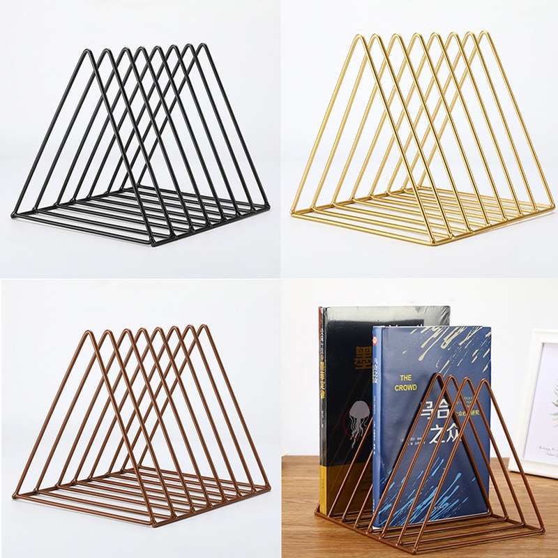 7 gitter trekant fil opbevaring hylde bogstander nordisk smede desktop jern fil bog bogholder kontor skrivebord opbevaring bog arrangør