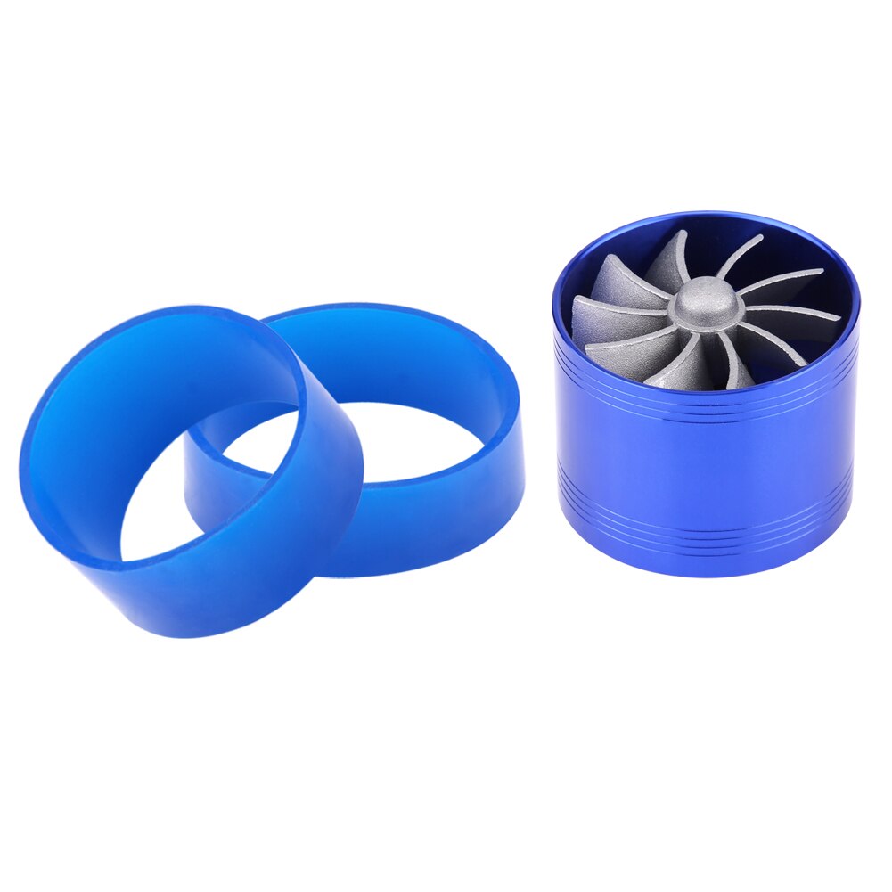 64mm f1- z dobbelt turbine turbolader luftindtag gas brændstofbesparende ventilator bilkompressor: Blå
