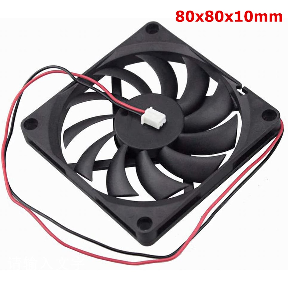 Wentylator 5V 12V 24V 2 Szpilka 80x80x10mm komputer stancjonarny system CPU chłodnica samochodowa bezszczotkowy czarny wentylator 8010