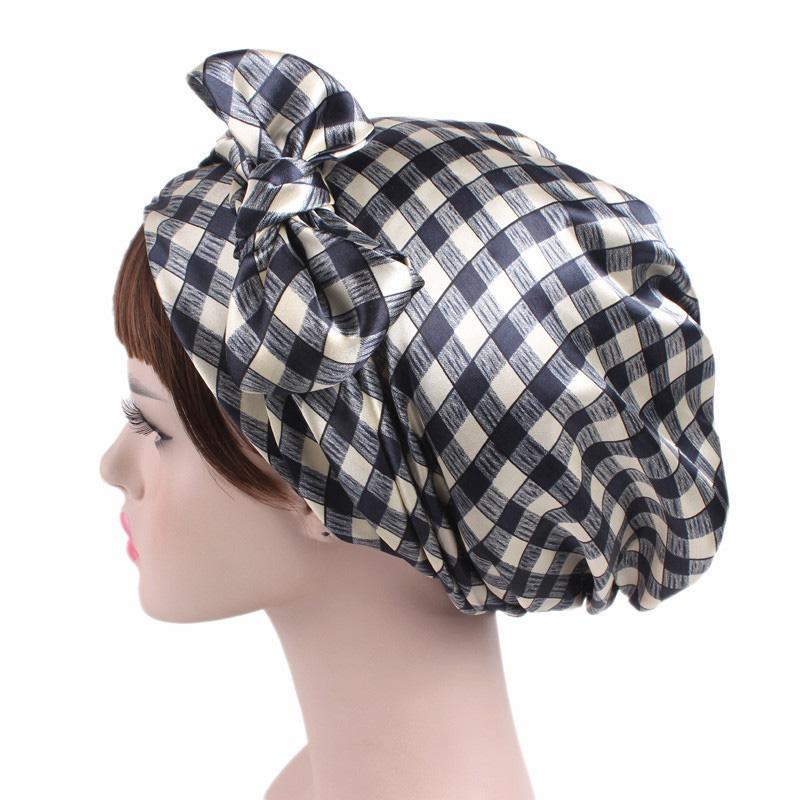Satin dame hijab kemo hat turban hoved tørklæder hårtab hovedbeklædning bandana bånd sløjfe tørklæde cancer kasketter beanie cover
