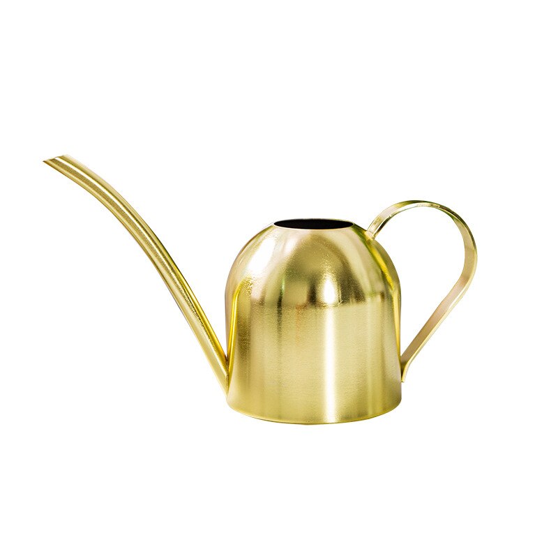 Regadera de boca larga de acero inoxidable de 500ML, regadera de plantas verdes, regadera pequeña dorada, herramientas de jardinería, Control de agua: A
