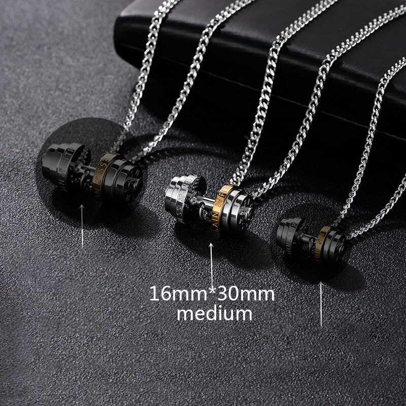 Bilanciere collana in acciaio color acciaio inossidabile coppia uomo pendenti Fitness sport uomo accessori Fitness gioielli sul collo orgoglio: Medium gold / 60cm