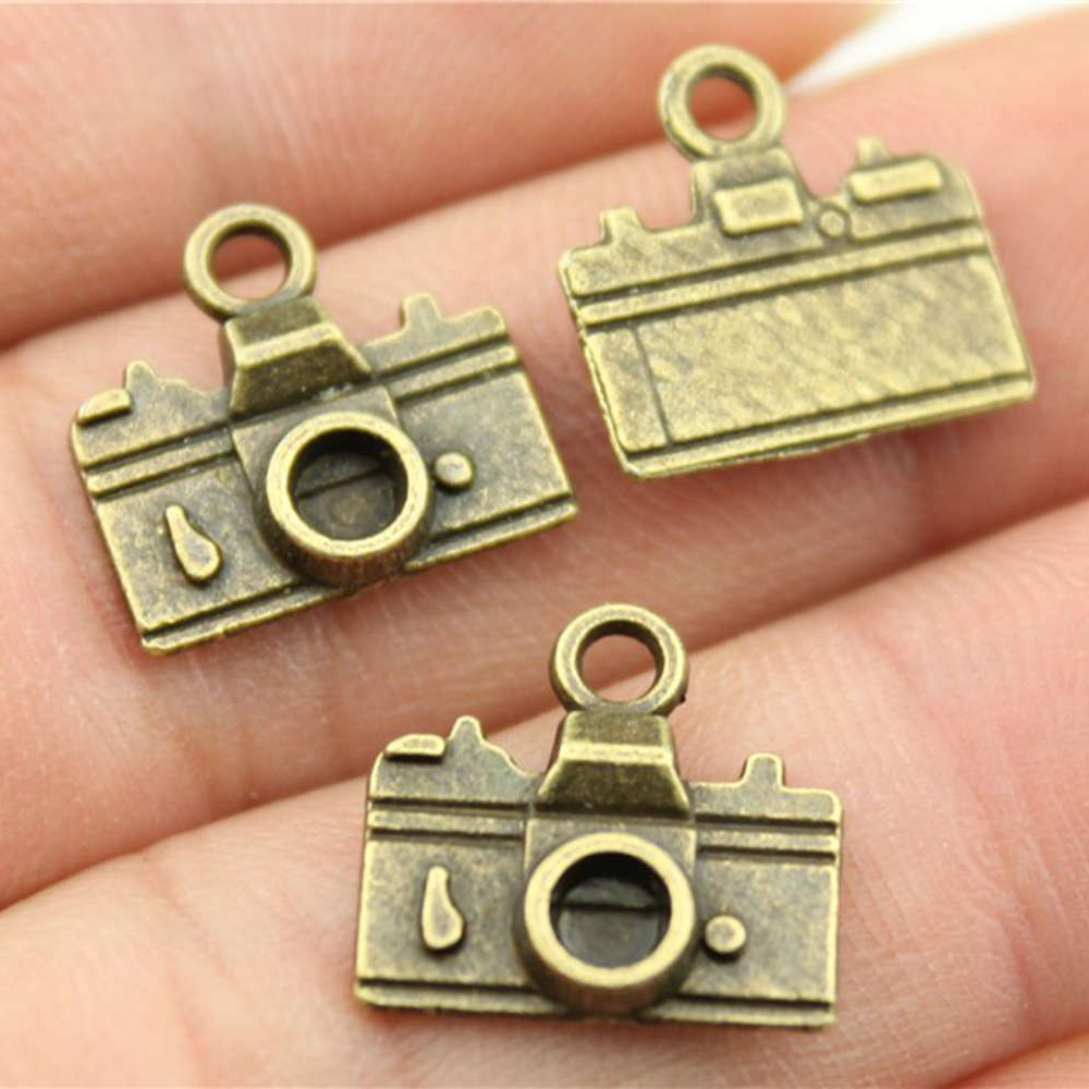 Wysiwyg 10 st 15 x 14mm antik silverfärg antik brons kamera hänge kamera charm hänge kamera hängen charm: Antik bronspläterad
