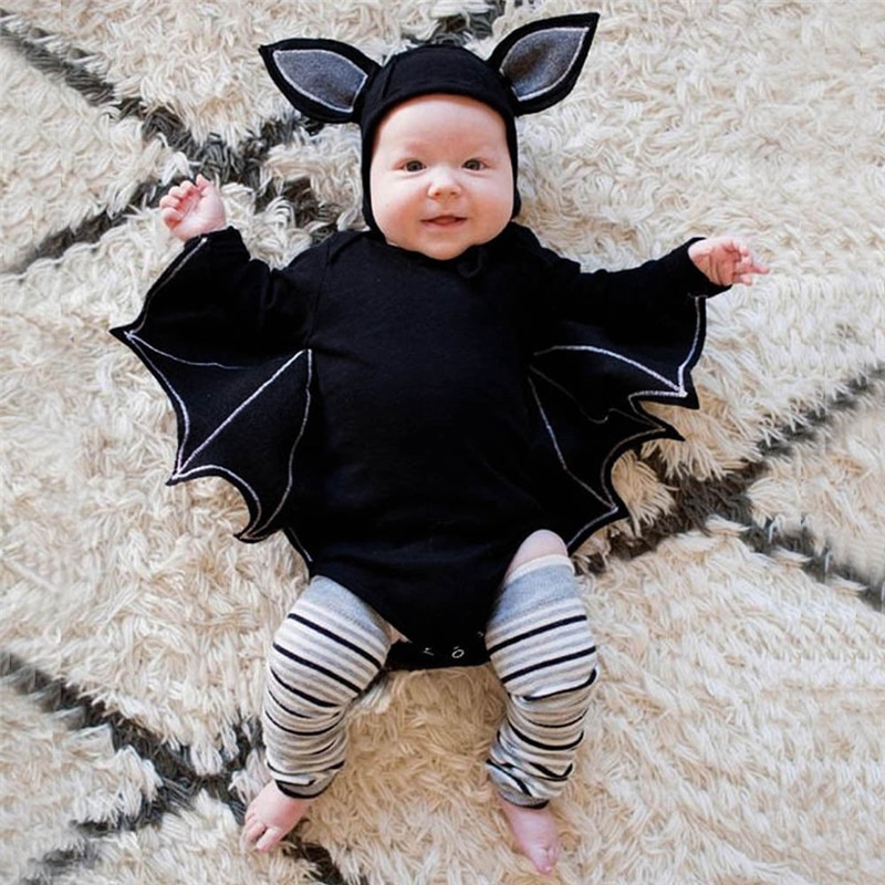 Halloween tøj flagermus romper outfits nyfødt baby dreng drenge tøj cosplay kostume tøj 2 stk outfits