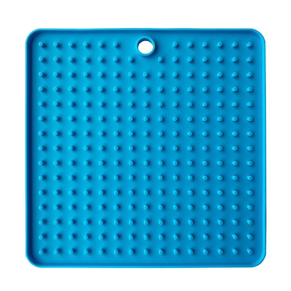 Mat Voor Hond Feeding Kom Siliconen Hond Voeden Lick Pad Hond Feeder Behandelen Doseren Mat Honden Katten Slow voedsel Bowls #15: square blue