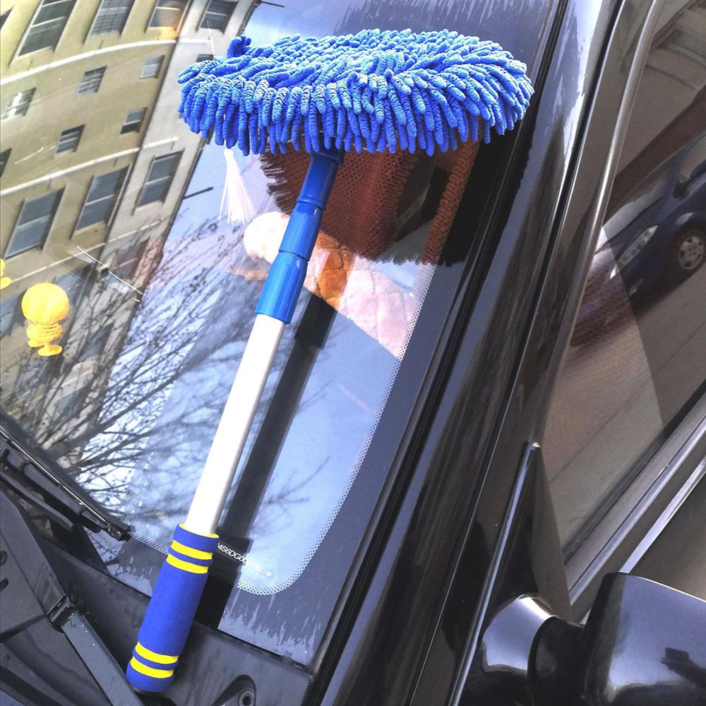 Mopa de limpieza para coche, mopa de limpieza para coche, cera para polvo, 2 en 1 mopa ajustable, fregona de microfibra para lavar el coche, mopa, cepillo para limpieza lavado