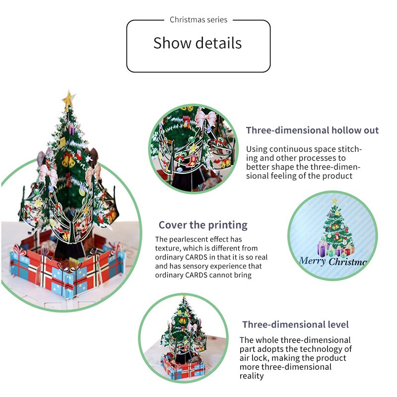 Christmas 3D Up Greeting Cards Xmas Christmas Tree Hollow Carved Postcard Xmas Invitation Card DIY Handmade