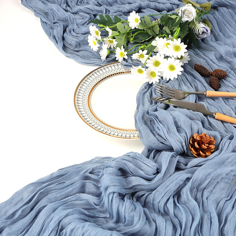 Rosa blå ostduk bordslöpare rustik gasväv boho ljusrosa ostduk bordslöpare bröllop brud babyshower dekorationer: 30*220cm / Röd