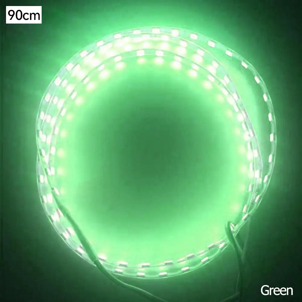 Tira ambiental LED para motocicleta de 12V, 90cm, 90SMD, tira de luces LED colorida, lámpara de cinta Flexible 3528, luces de ambiente Interior de coche: Verde