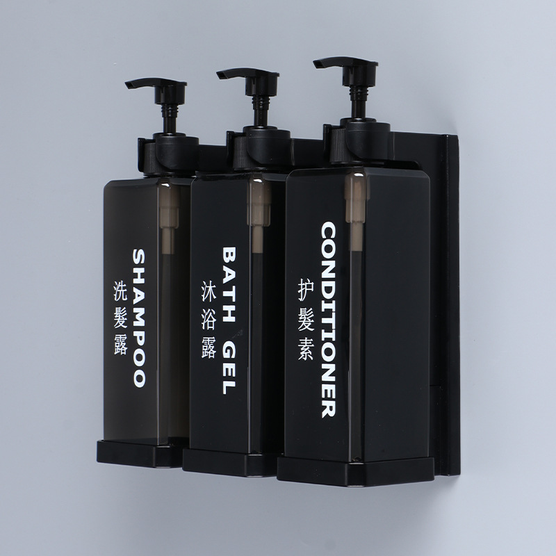 Hotel Shampoo and Shower Gel Separate Bottles Wall Mounted No Punching Hand Sanitizer Boxes Wall Mounted Manual Soap Dispensers: Clear