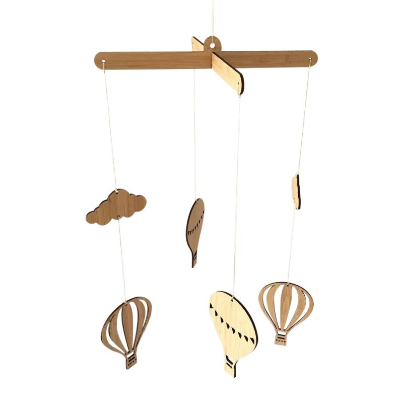 Cn houten luchtballon windgong hangende muurversieringen babybedbel in scandinavische stijl kinderkamerdecoratie kinderkamer foto-rekwisieten: Default Title