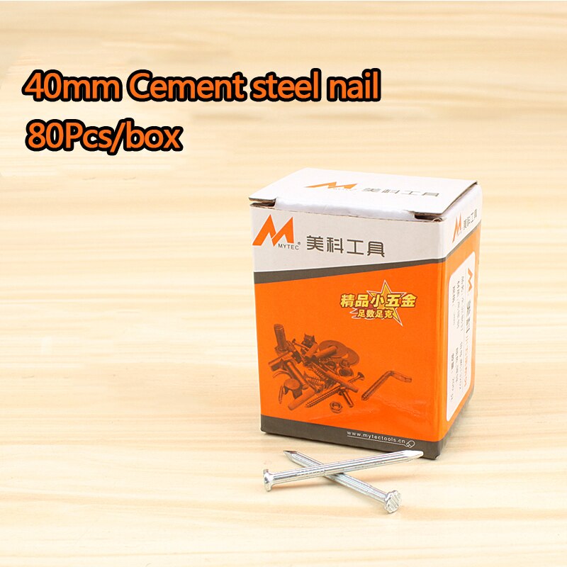Clavos de acero para cemento, herramientas especiales de cabeza redonda de alta resistencia, clavos de hierro para pared de ladrillo y hormigón, 16-100mm: 40mm 80pcs box