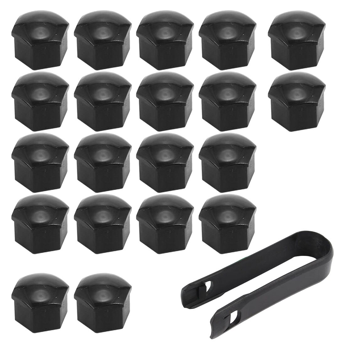 Silikone bil bolt hætter 20 stk/pose 17mm 19mm 21mm bil bolt caps hjulmøtrikker silikone covers praktisk nav skruelåg beskytter: Sort