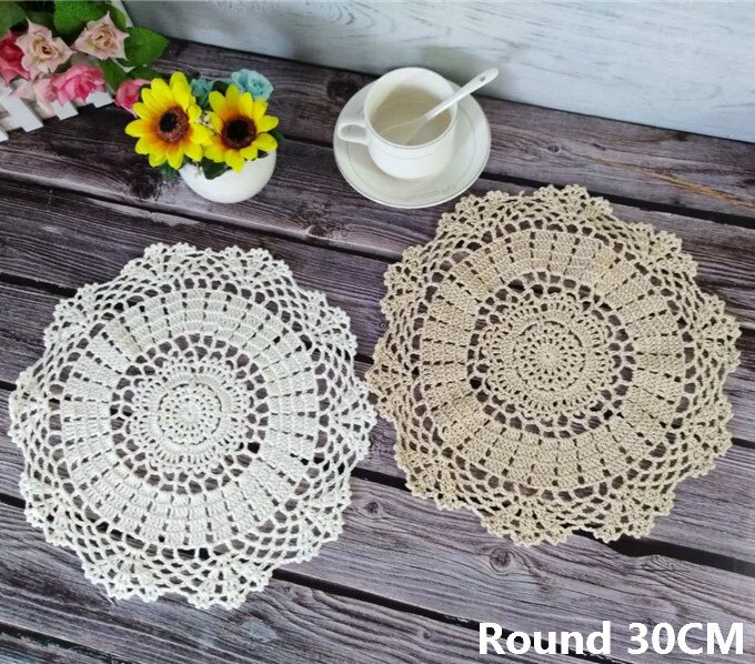 Ronde 30Cm Katoen Handgemaakte Breien Mat Bloemen Kleedje Diy Decoratieve Placemat Kerst Bruiloft Servetten Party Decoratieve Pad