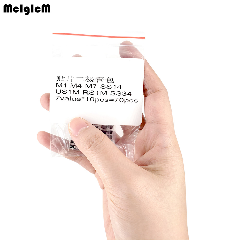 7 soorten * 10 pcs = 70 stks/partij SMD diode pakket/M1 (1N4001) /M4 (1N4004)/M7 (1N4007)/SS14 US1M RS1M SS34 KIT