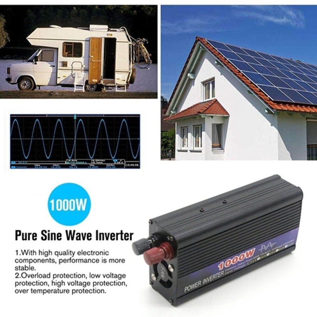 1000w Pure Sine Wave Inverter Smart Power Inverter Single Digital Display Car Inverter Conversion Booster