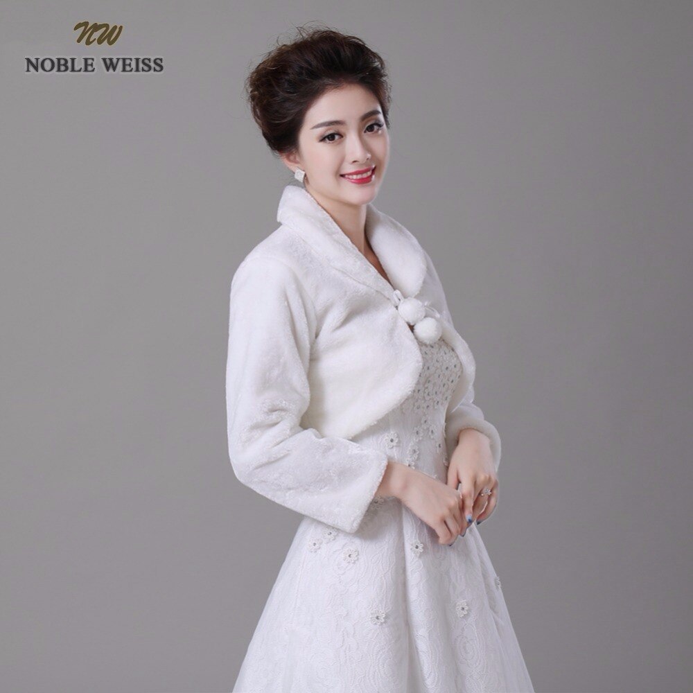 NOBLE WEISS In Stock Long Sleeves Fur Boleros Wedding Jacket Wedding Wrap 0905