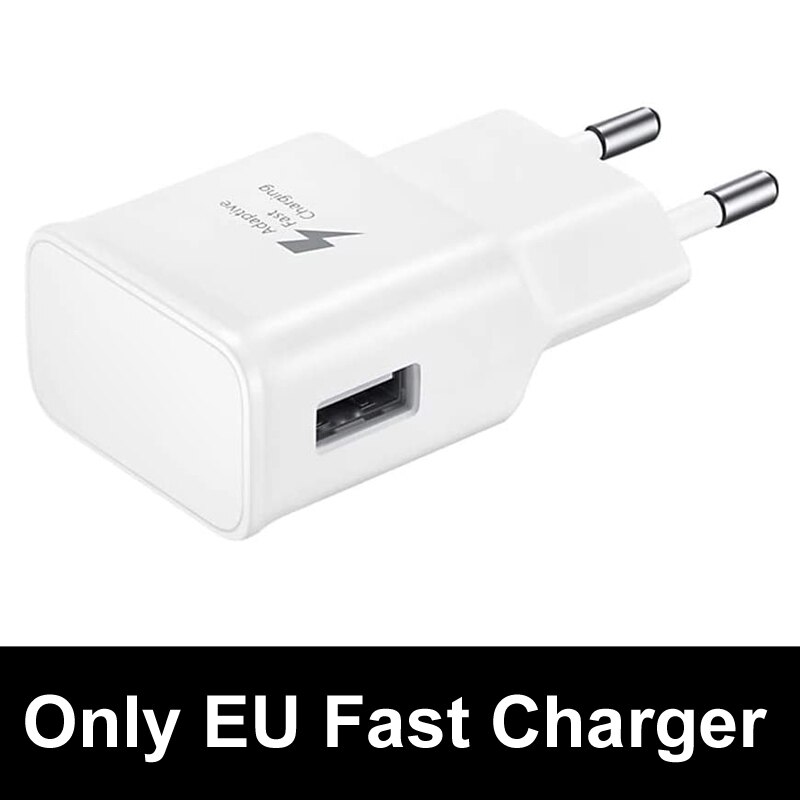 Adaptive Fast Charger Adapter For Samsung Galaxy A10 A20 A30 A40 A50 A70 A51 S9 S8 S10 Plus S10e Note 8 9 Charging Type C Cable: Charger White
