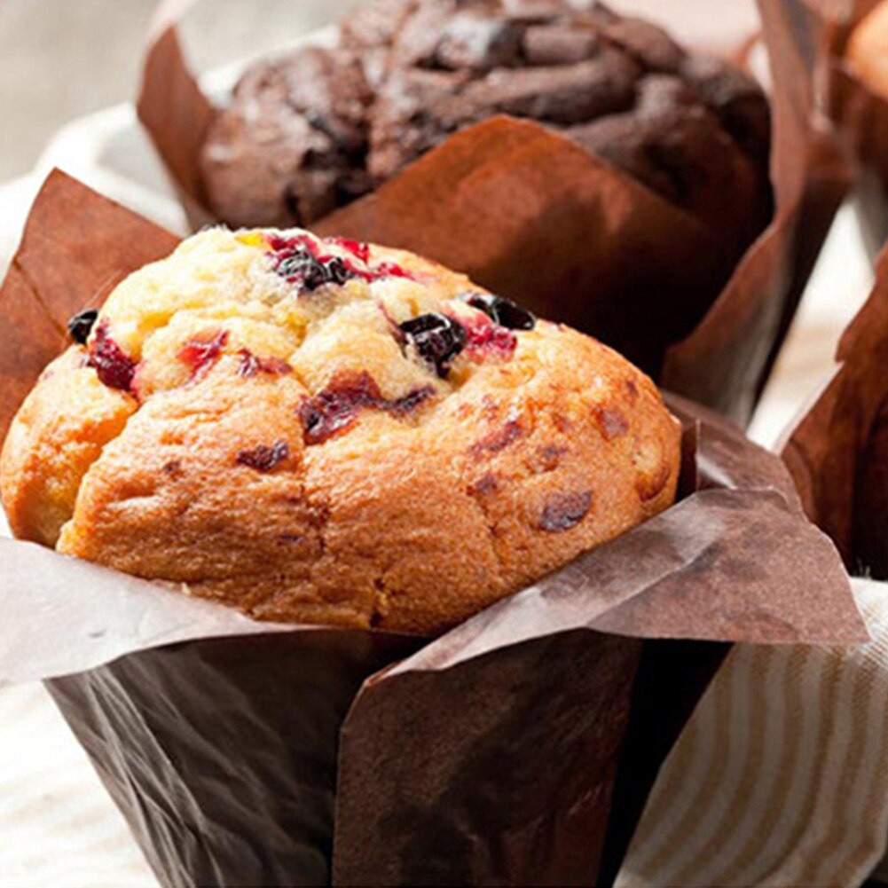 50 stk tulipanstil cupcake bagepapir kopper bagning muffin boks kop sag laver oliefast kage indpakning lækre bage kopper