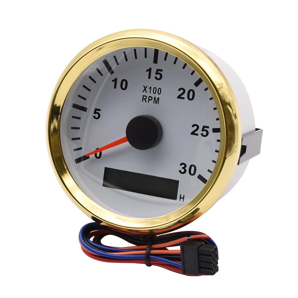 Universal 85mm Marine Boat Tachometer with Hour Meter 3000RPM 4000RPM Electric Motor Tachometer Gauge For Car Truck Boat 9-32V