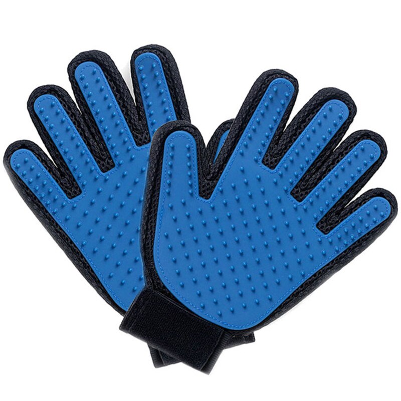 Gummi Handschuh für Kämmen Tiere Handschuh Silikon Haustier Katzen Haar Pinsel Kamm Reinigung Entfernung Haarbürste für Hunde CatsTake Schlecht Handschuh: Blau Paar