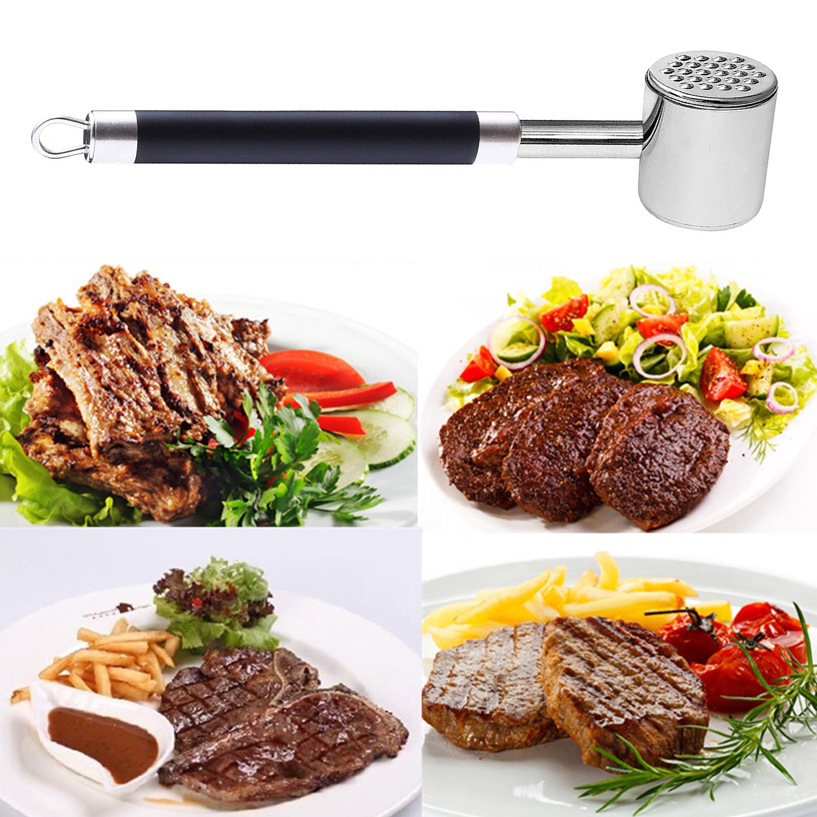 Martillo ablandador de carne mazo herramienta para golpear carne de vacuno, filete, pollo, cerdo, acero inoxidable martillo de carne herramienta de cocina