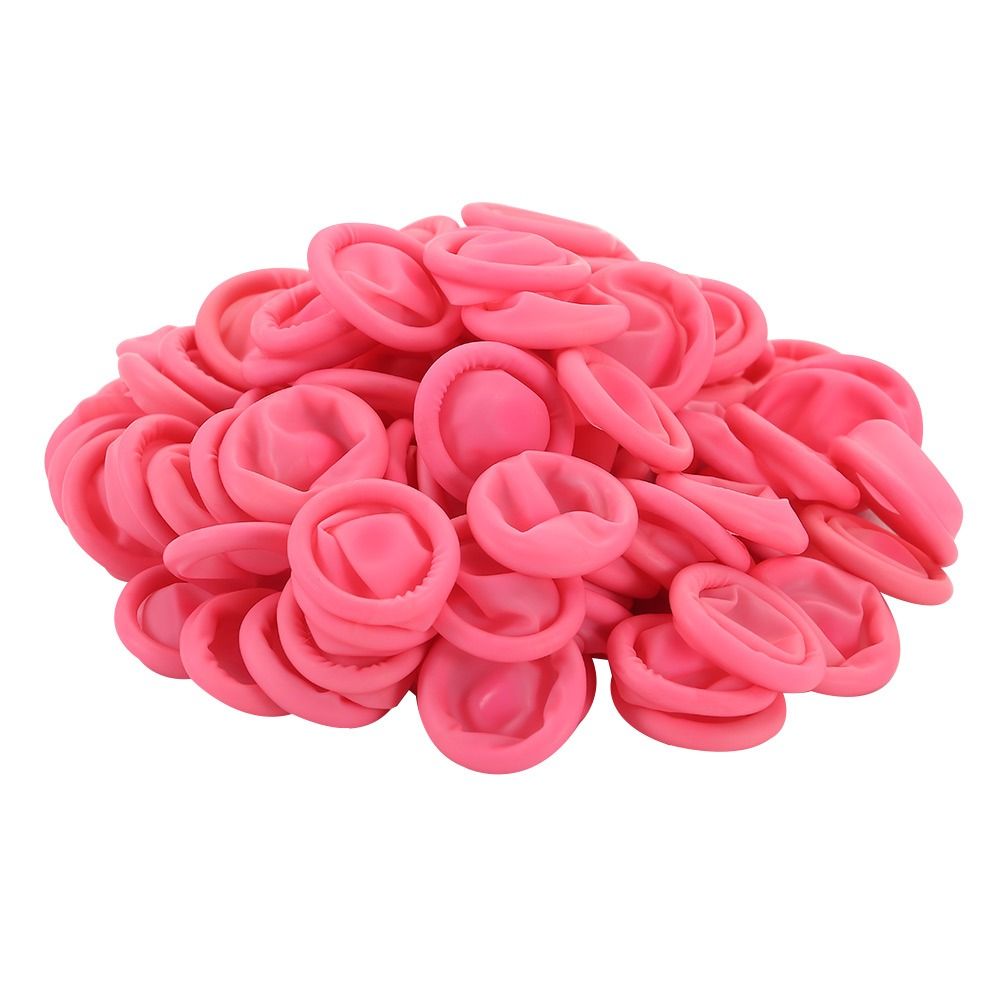 100Pcs Wegwerp Vinger Cover Rubber Handschoenen Antislip Anti-Statische Latex Vingercondoom Vingertop Protector Vinger Duim mouwen Glove: Paars