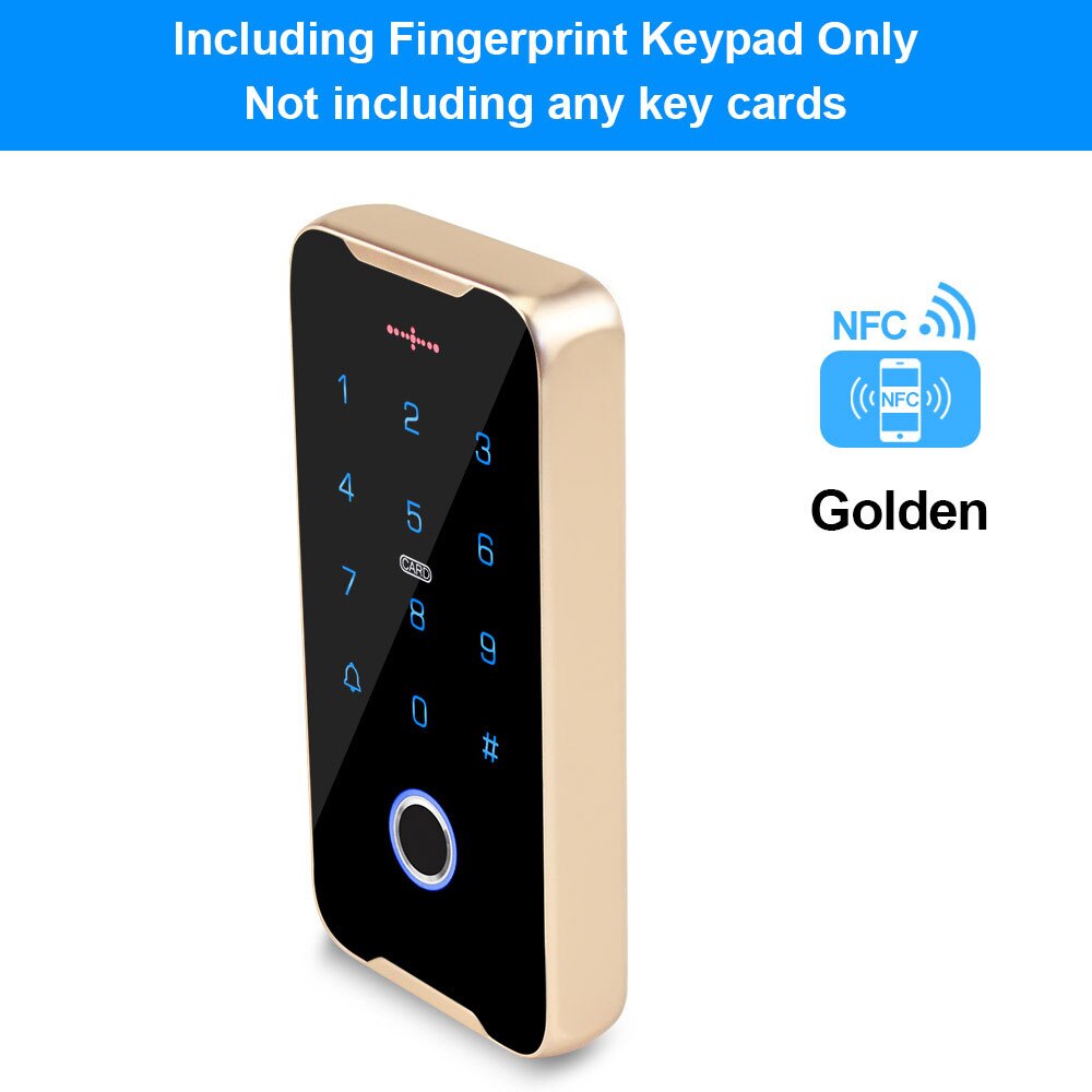 Mobile Phone NFC Access Control Keypad RFID Keyboard Access Controller System Fingerprint IP68 Waterproof 13.56MHz Card Reader: Golden Keypad ONLY