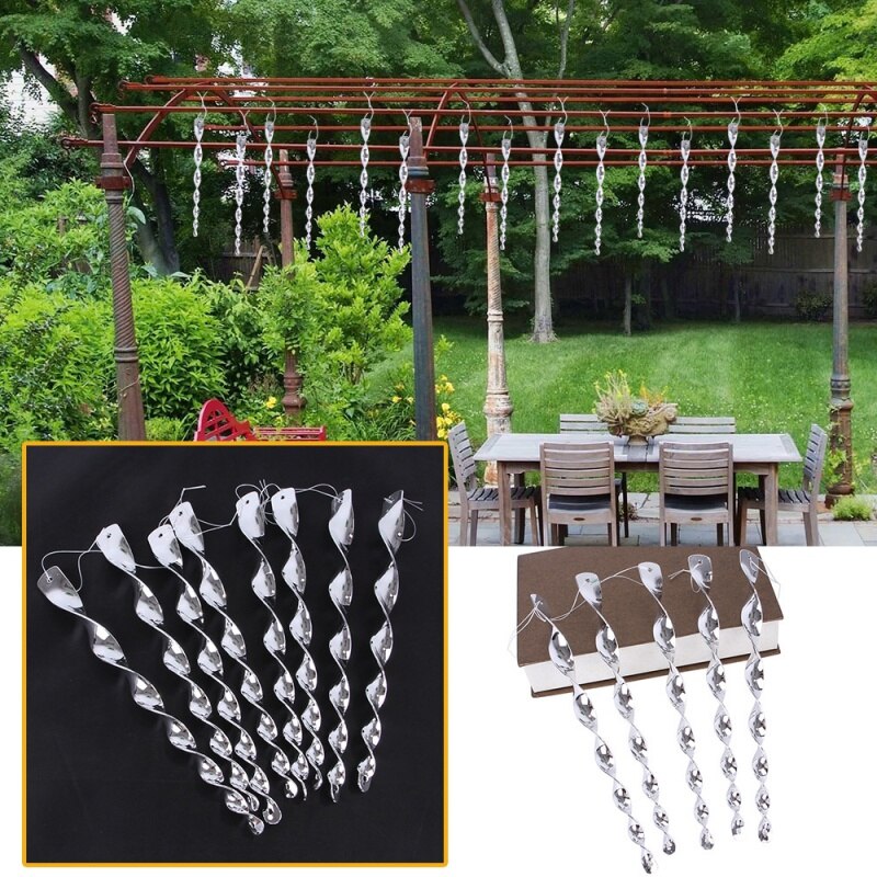 8Pcs Bird Repeller Rotating Rod Repellent Reflective Scare Rods Spiral Deterrent Control Device Garden Ornament Outdoor