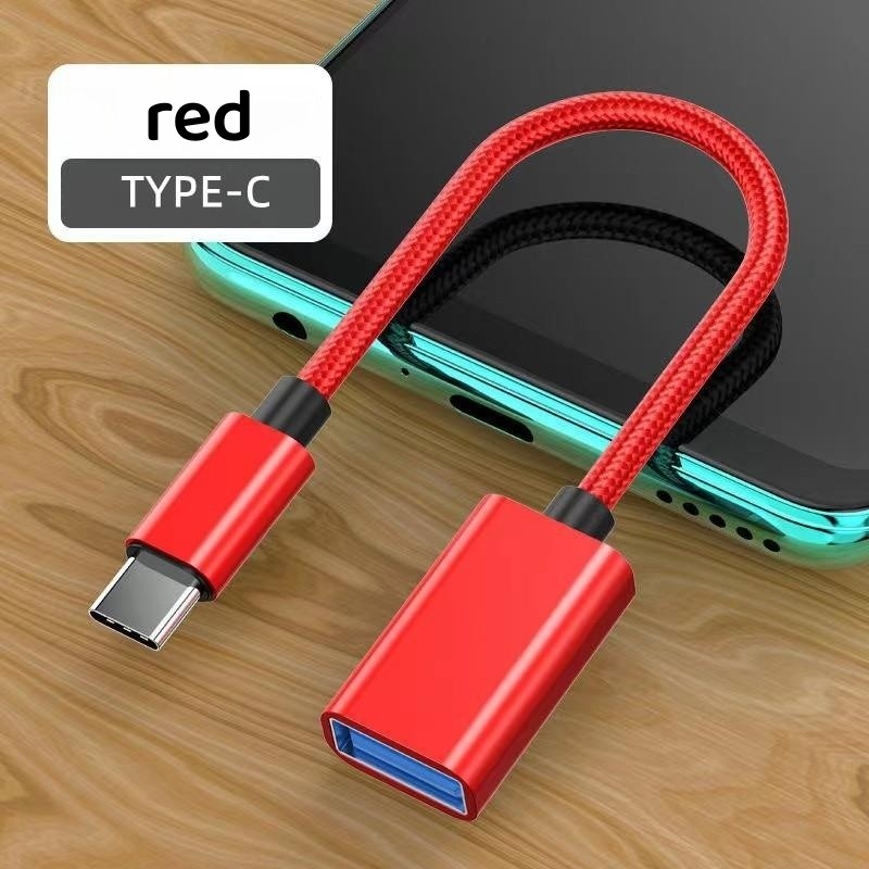 OTG Type C Cable Adapter USB to Type C Adapter Connector for Xiaomi 14 15 Ultra Huawei OTG Data Cable Converter for MacBook Pro: Red