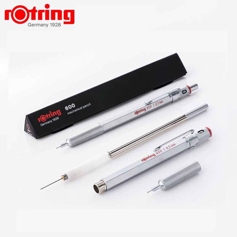 Rotring 600 Mechanical Pencils 0.5mm 0.7mm Drawing Sketching Pens Metallic Body Hexagon Holder