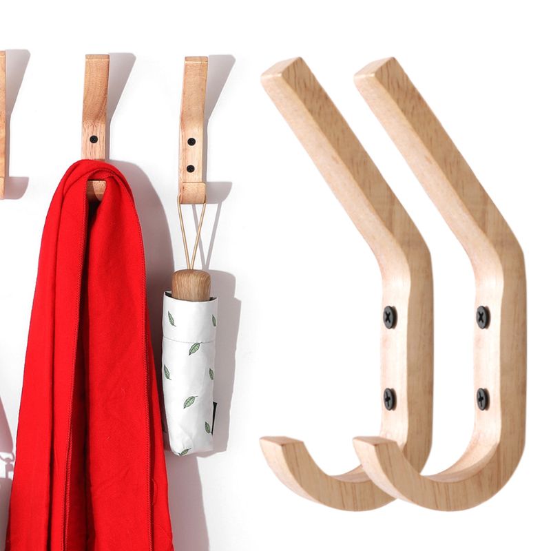 MH003 Oak Wood Bathroom Hook Rack Wall Mount Multipurpose Hallway